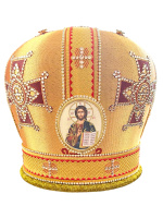 Митра парча Греция (желтая с бордо) 58 р