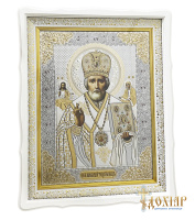 Николай Чудотворец белая рамка, 40/50 см