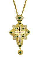 Крест наперстный с украшением и цепью (зеленый) 9/15 см
