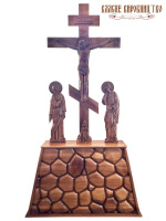 Голгофа напольная резная с предстоящими, дерево дуб 285/153/68 см
