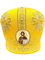 Митра золотистая, парча  (вышивка крест лучи) 58р