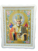 Николай Чудотворец белая рамка, 40/50 см