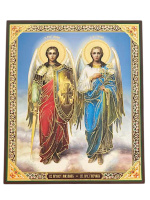 Литография иконы АРХАНГЕЛЫ МИХАИЛ И ГАВРИИЛ 20/24 см