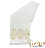 Рушник на иконы, вышивка, габардин  (коричневый орнамент) 40/200 см