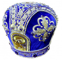Митра, бархат, синяя,вышивка 57р