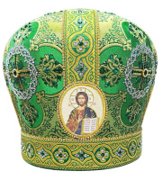 Митра парча Т (зеленый с золотом, иконы холст) 59р