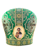 Митра парча Т (зеленый с золотом, иконы холст) 56р