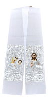 Рушник габардин с иконами (серебро, блеск) 14/148 см