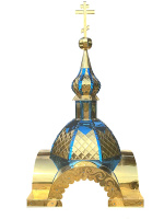 Каплычка из булата однокупольная с колонами (синий с желтым) 1,5/1,5