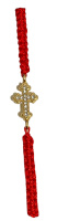 Браслет плетеный с крестиком и камешками (красный)