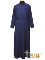 Подрясник (вышивка крест) костюмная ткань, синий 52р