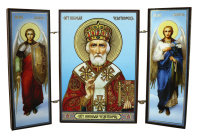 Складень "Николай Чудотворец" (Арх. Михаил и Гавриил)  ↕8.5см ↔6см  ДСП Литография
