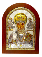Серебряная икона НИКОЛАЙ ЧУДОТВОРЕЦ 20/26см