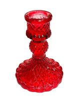Подсвечник настольный КРАСНОЕ СТЕКЛО ↕10см Ø2см