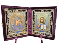 Вседержитель Казанская  20/25см бархат, cъeмный  Б-35-4-Б