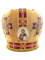 Митра парча Греция (желтая с бордо) 57,5р