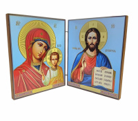 Складень "Вседержитель Казанская"  ↕8.5см ↔6см  ДСП Литография