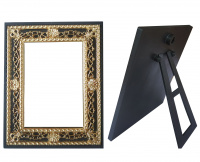 Рамка пластик ажур с золотом 6/9 см (черная)