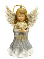 Статуэтка Ангел с птичкой цветной 10см