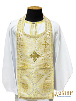 Епитрахиль короткая парча Т (белая с золотом) 80 см
