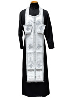 Требный набор парчаТ белое-серебро (епитрахиль, поручи)  