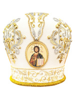 Митра иерейская  вышивка на парче (орнамент с завитками)  58.5р