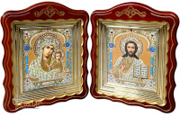  Пара СПАСИТЕЛЬ И КАЗАНСКАЯ БОЖЬЯ МАТЕРЬ (купол,патина) 25/31