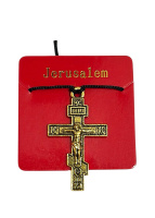 Крестик нательный металлический со шнурочком (золото)