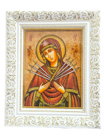 Семистрельная икона Божией Матери (янтарь)  24/29 см