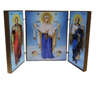 Складень "Покров Б.М" (Арх. Михаил и Гавриил) ↕8.5см ↔6см  ДСП Литография