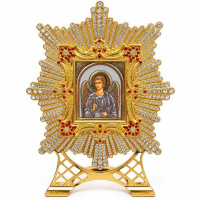Икона АНГЕЛ ХРАНИТЕЛЬ  Латунь Камни  на подставке (метал) 12/17 см