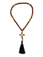 Четки дерево с металлическим крестом 50 зерен (золото)