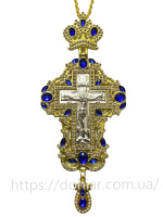Крест наперсный с украшениями (синие камни)