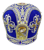 Митра, бархат, синяя, 58р