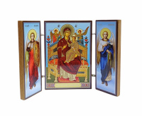 Складень "Всецарица" (Арх. Михаил и Гавриил)  ↕8.5см ↔6см  ДСП Литография