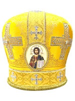 Митра парча стразы (желтая с золотом) 59р