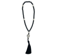 Чётки ЧЕРНЫЕ с металическим крестом 50 зерен 