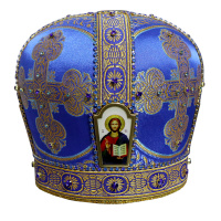 Митра парча  (синяя с золотом) 58 р