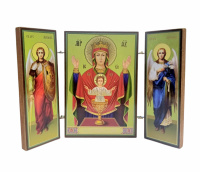 Складень "Неупиваемая чаша" (Арх. Михаил и Гавриил)  ↕8.5см ↔6см  ДСП Литография