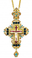 Крест наперстный с украшением и цепью (бирюза)
