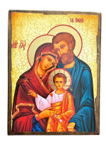 Святое Семейство Дерево Литография ↕30см ↔40см