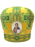 Митра парча  (зеленый с золотом, иконы холст) 56р