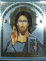 Лик Вседержитель (византийский стиль, серебро тиснение) 15/18
