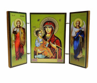 Складень "Троеручица" (Арх. Михаил и Гавриил)  ↕8.5см ↔6см  ДСП Литография