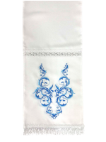 Рушник-лента  (голубая вышивка, кружево) 0,3/2м