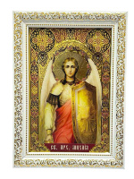 Икона АРХАНГЕЛ МИХАИЛ (печать на стекле, багет) 22/30см