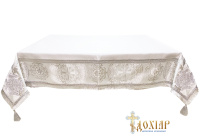 Скатерть комбинированная парча Г+атлас (белое серебро) 160/160см