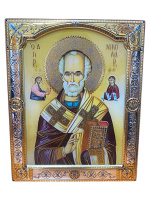 Икона НИКОЛАЙ ЧУДОТВОРЕЦ (стекло) 16/21см
