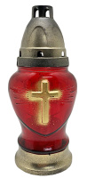 Лампада ПОМИНАЛЬНА Красная Сердце Крест 18 час.