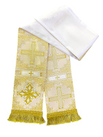 Закладка для Евангелия парча Т, белый с золотом 12/140